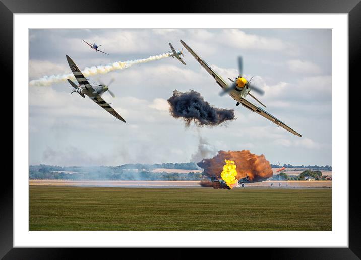Daylight attack on RAF Duxford Framed Mounted Print by David Stanforth