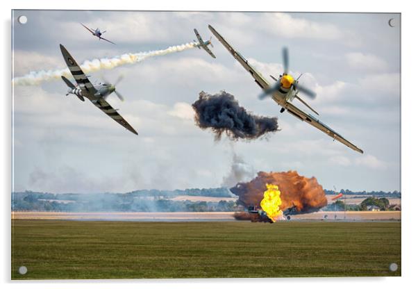 Daylight attack on RAF Duxford Acrylic by David Stanforth