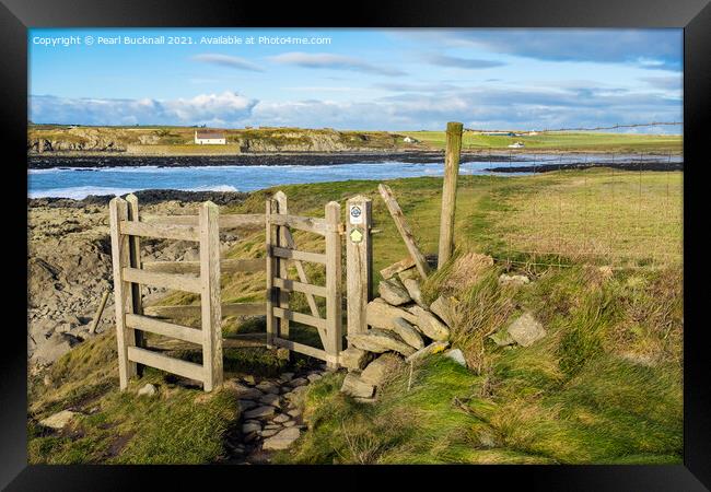 Anglesey Coast Path at Porth Cwyfan Framed Print by Pearl Bucknall