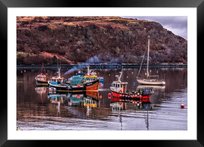 A mess of working boats and a yacht. Framed Mounted Print by Richard Smith