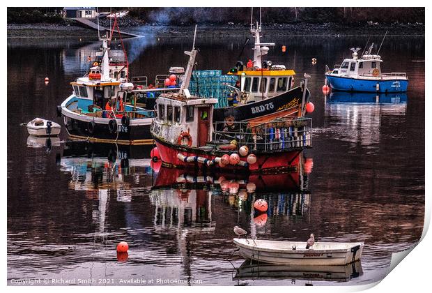 Another mess of working boats and a couple of tenders. Print by Richard Smith