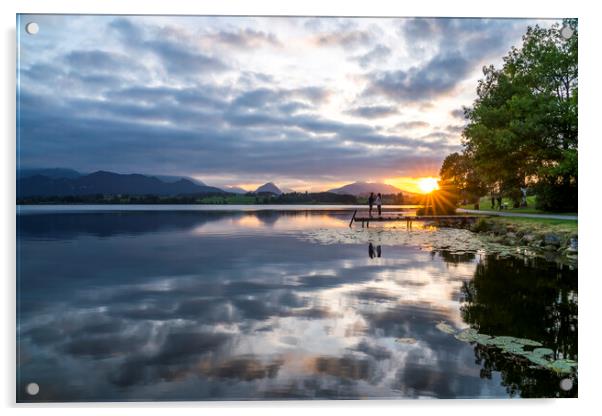 Hopfensee lake sunset, Bavaria Acrylic by peter schickert