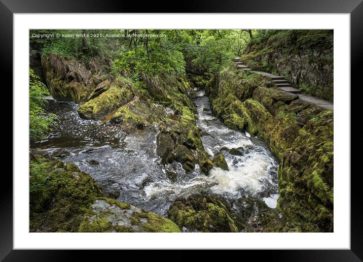 Ingleton waterfalls in Yorkshire Framed Mounted Print by Kevin White