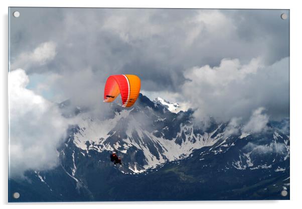 Paraglider in the  Allgäu Alps Acrylic by peter schickert