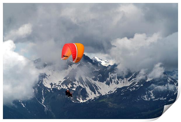 Paraglider in the  Allgäu Alps Print by peter schickert