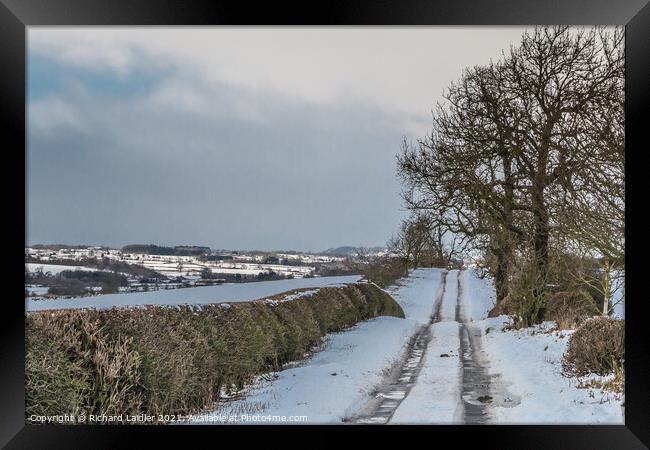 Towards Bowes from Van Farm Lane, Teesdale in Winter Framed Print by Richard Laidler
