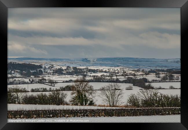 Bright Interval on a Snowy Barningham, Teesdale Framed Print by Richard Laidler