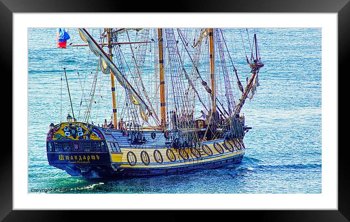 Tall Ship Leaving Plymouth Devon Framed Mounted Print by Peter F Hunt