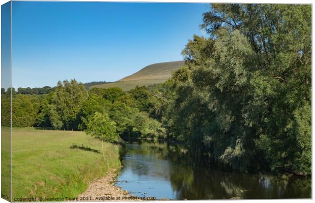 River Ribble and Pendle Hill Canvas Print by Jeanette Teare