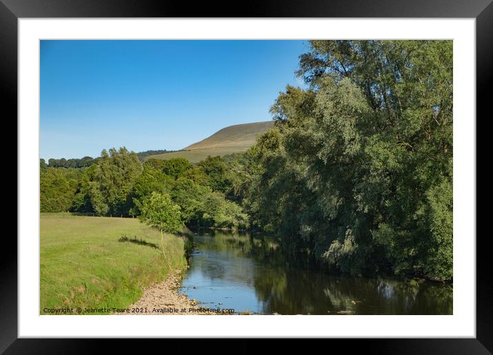 River Ribble and Pendle Hill Framed Mounted Print by Jeanette Teare