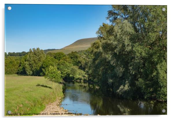 River Ribble and Pendle Hill Acrylic by Jeanette Teare