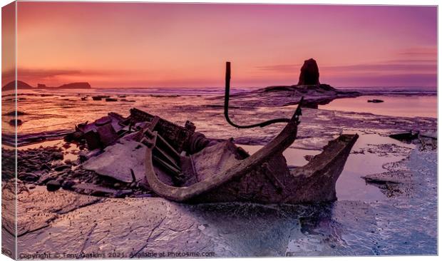 Saltwick Bay Sunset Canvas Print by Tony Gaskins