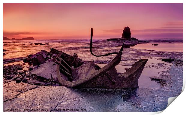 Saltwick Bay Sunset Print by Tony Gaskins