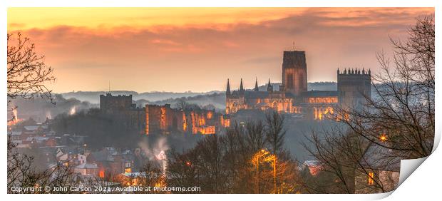  Sunrise Over Durham Cathedral Print by John Carson