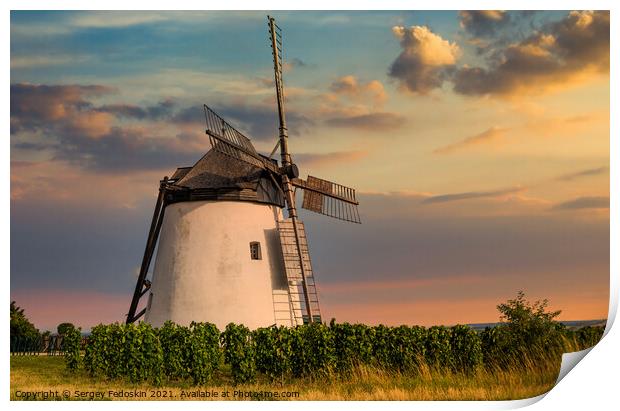 Old windmill. Print by Sergey Fedoskin