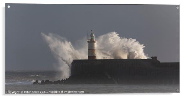 Newhaven Lighthouse barrage Acrylic by Peter Scott
