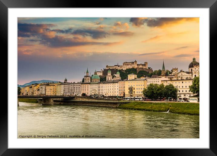 Salzburg town. Salzach river. Austria. Framed Mounted Print by Sergey Fedoskin
