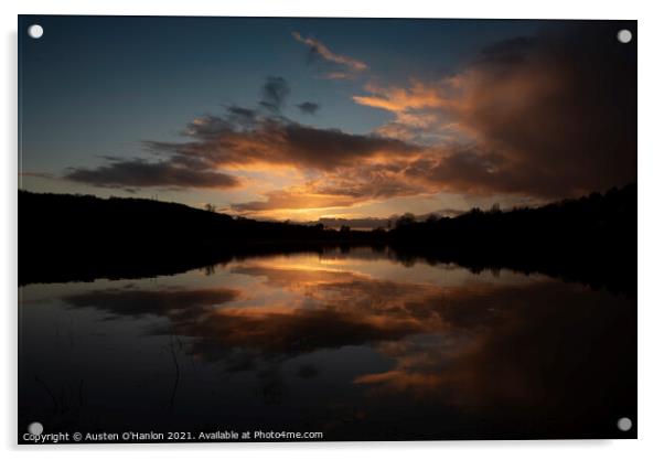 Sunset on Bathampton meadows Acrylic by Austen O'Hanlon