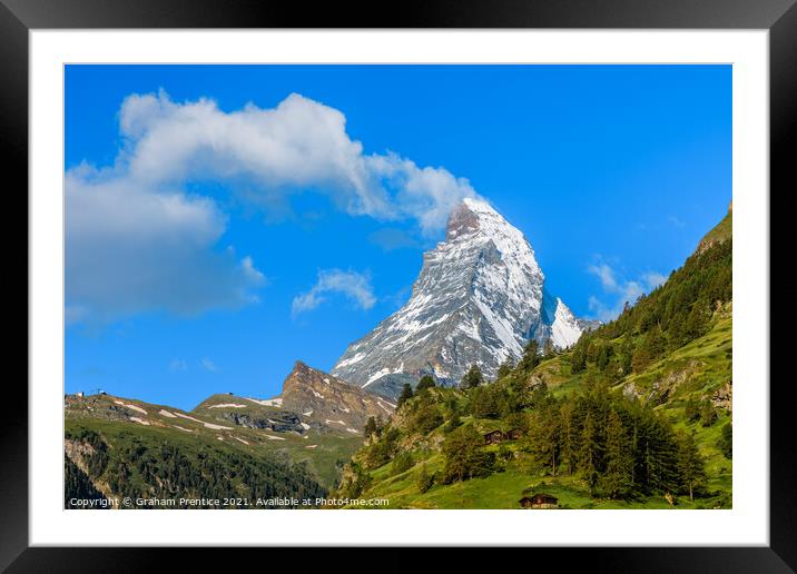 Matterhorn With White Clouds Framed Mounted Print by Graham Prentice