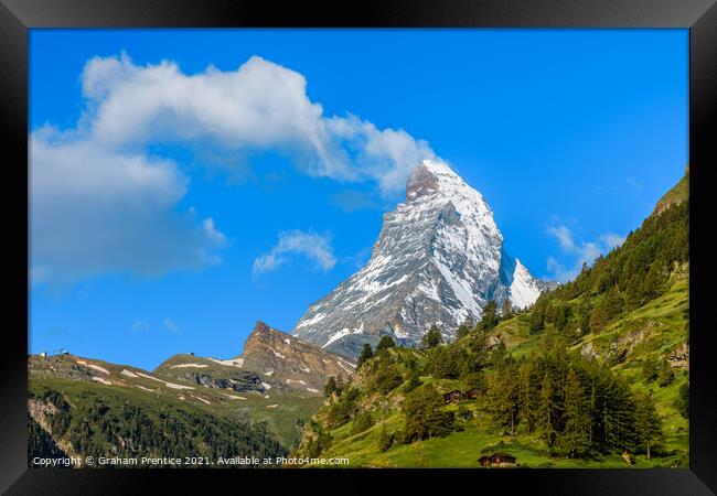 Matterhorn With White Clouds Framed Print by Graham Prentice