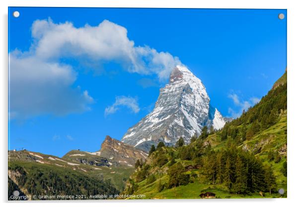 Matterhorn With White Clouds Acrylic by Graham Prentice