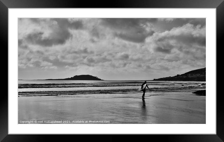 Looe Island & Millendreath Beach, Cornwall. Framed Mounted Print by Neil Mottershead