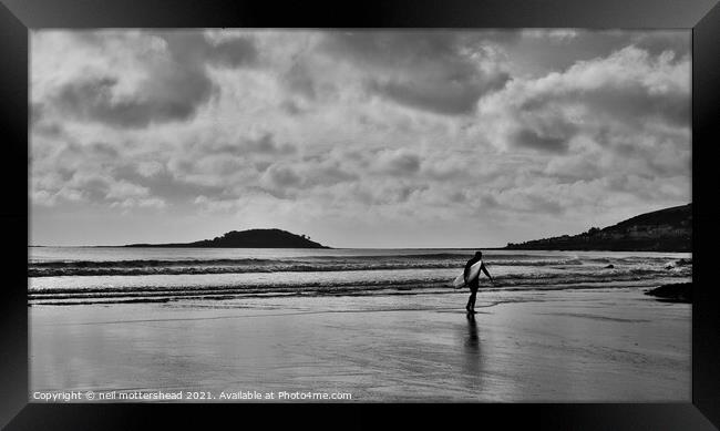 Looe Island & Millendreath Beach, Cornwall. Framed Print by Neil Mottershead