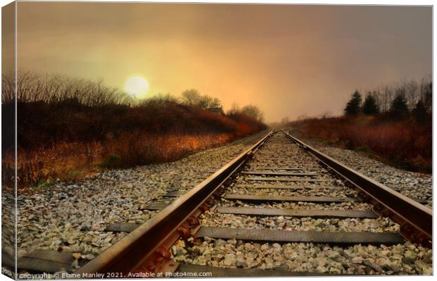 Early Morning along the Rails Canvas Print by Elaine Manley
