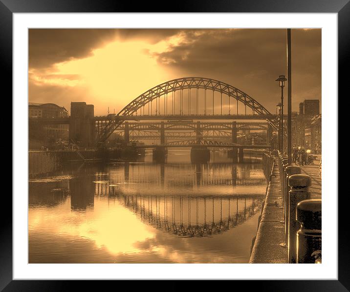 Sepia Tyne Framed Mounted Print by George Young