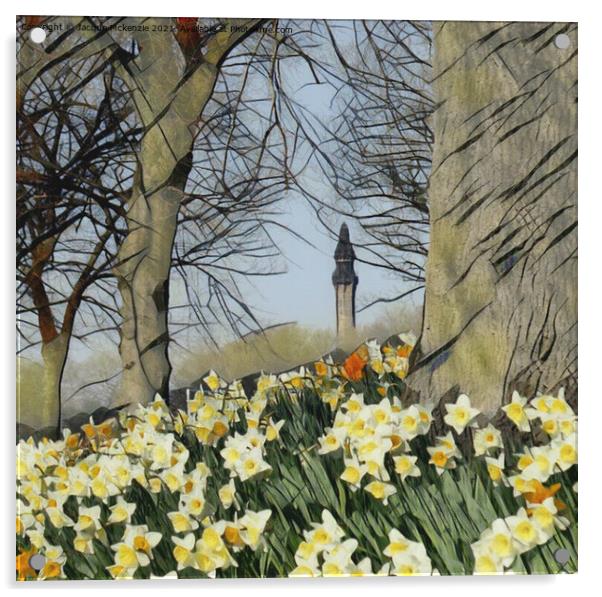 WAINHOUSE TOWER THROUGH THE DAFFODILS Acrylic by Jacque Mckenzie