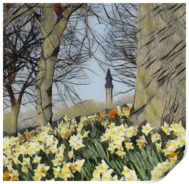 WAINHOUSE TOWER THROUGH THE DAFFODILS Print by Jacque Mckenzie