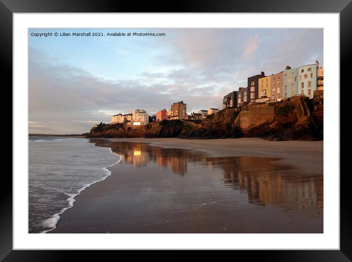 Tenby Promenade.  Framed Mounted Print by Lilian Marshall
