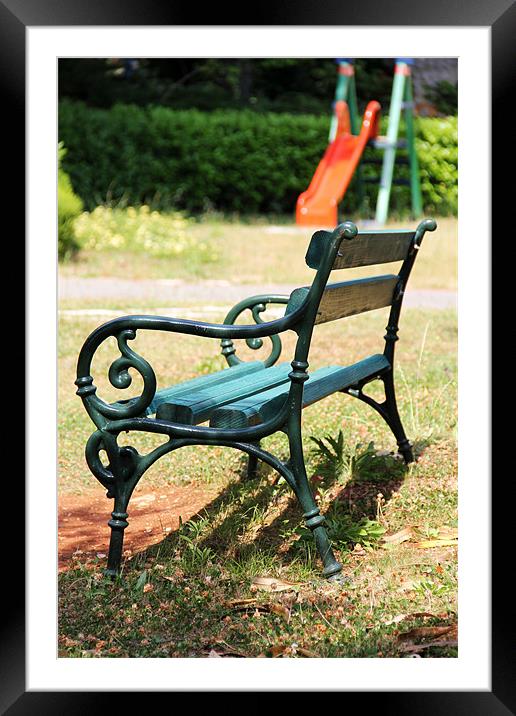The Park Bench Framed Mounted Print by Chris Turner