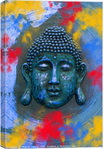 Buddha in coloured powder Canvas Print by Thomas Herzog
