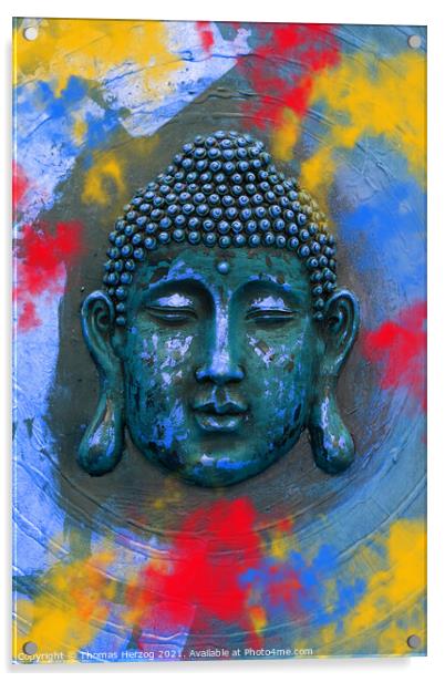 Buddha in coloured powder Acrylic by Thomas Herzog