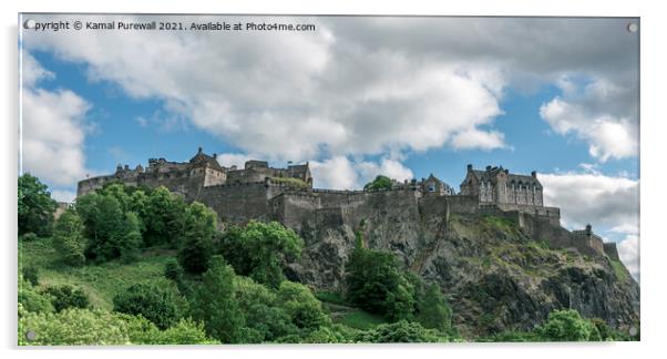 Edinburgh Castle Acrylic by Kamal Purewall