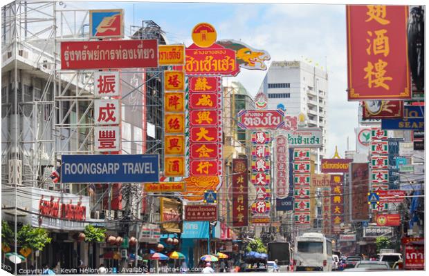 Chinatown, Bangkok Canvas Print by Kevin Hellon