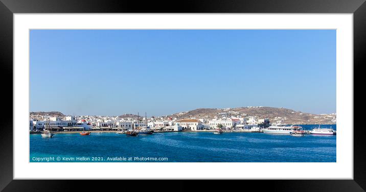 Panorama of Chora harbour Framed Mounted Print by Kevin Hellon