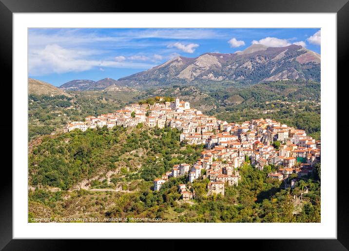 View of hill-town -  Rivello Framed Mounted Print by Laszlo Konya