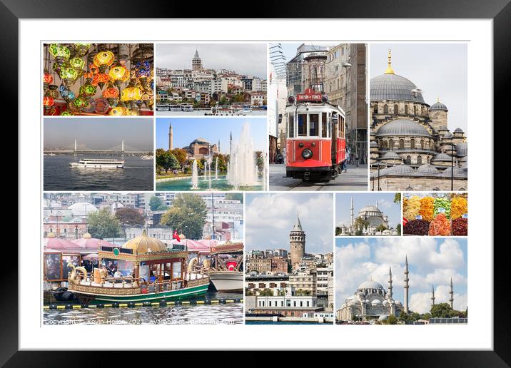 Collage of photos of different aspects of Istanbul Framed Mounted Print by Kevin Hellon