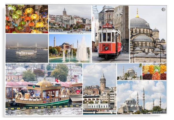 Collage of photos of different aspects of Istanbul Acrylic by Kevin Hellon
