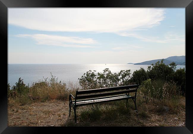 Clifftop Bench Framed Print by Chris Turner