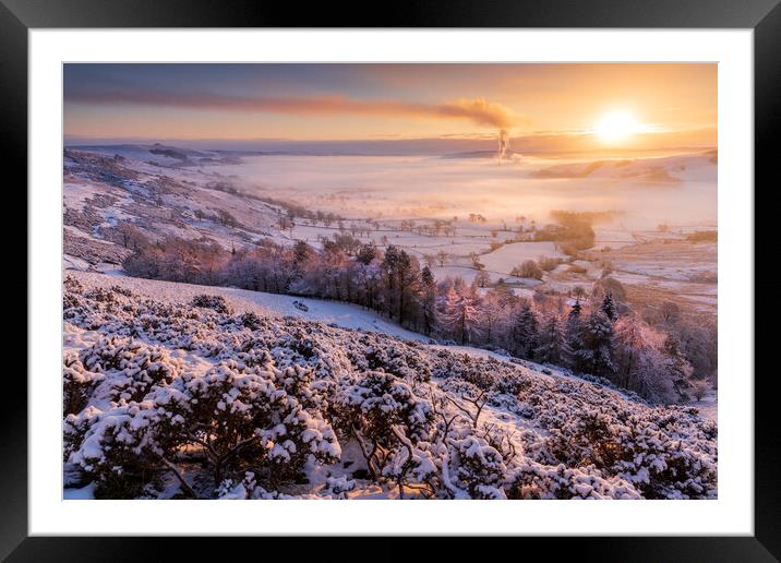 Woodseats Winter Sunrise, Hope Valley.  Framed Mounted Print by John Finney