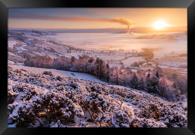 Woodseats Winter Sunrise, Hope Valley.  Framed Print by John Finney