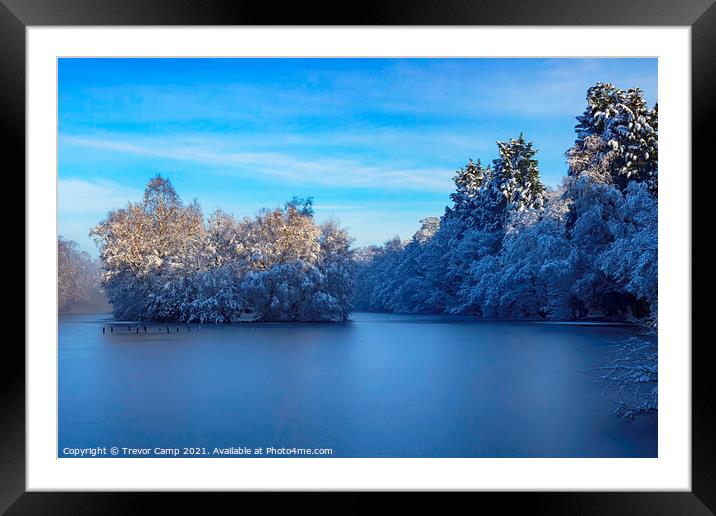 Frozen Blue Reflections Framed Mounted Print by Trevor Camp