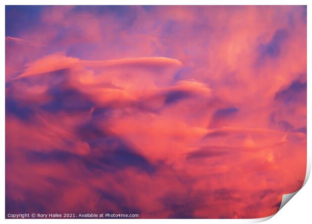 Cloud with blue sky Print by Rory Hailes