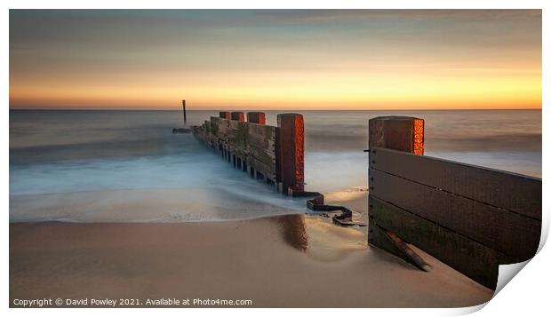 Dawn on Cart Gap Beach Norfolk Print by David Powley