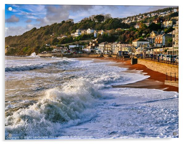 Ventnor Winter Beach Surf Acrylic by Wight Landscapes