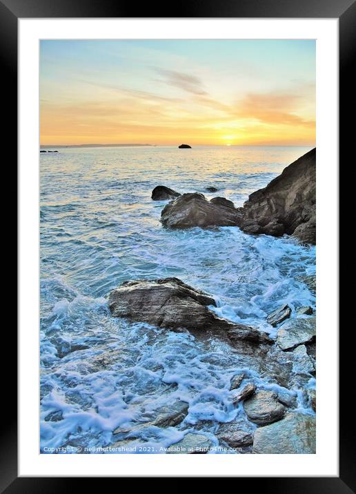 Cornish Sunrise From Millendreath Beach. Framed Mounted Print by Neil Mottershead