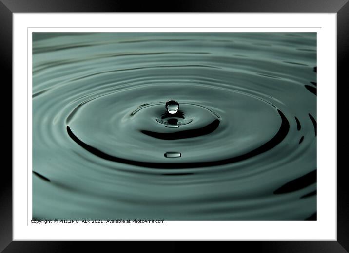 One moment in time of a water droplet 45 Framed Mounted Print by PHILIP CHALK